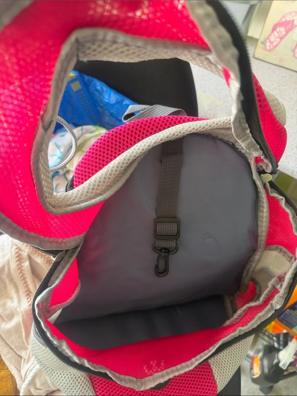 Pink and Gray Women’s Mesh Backpack - Unbranded pet carrier